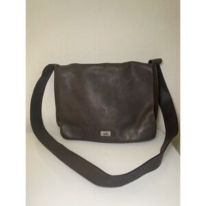 The Sak Crossbody Bag Brown Leather Satchel Flap Inside Pockets Divider Used